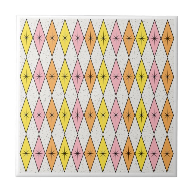 Mid Century Modern Diamonds 2 Ceramic Tile (Front)