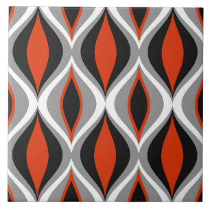 Mid-Century Modern Diamonds, Black and Rust Red Ceramic Tile