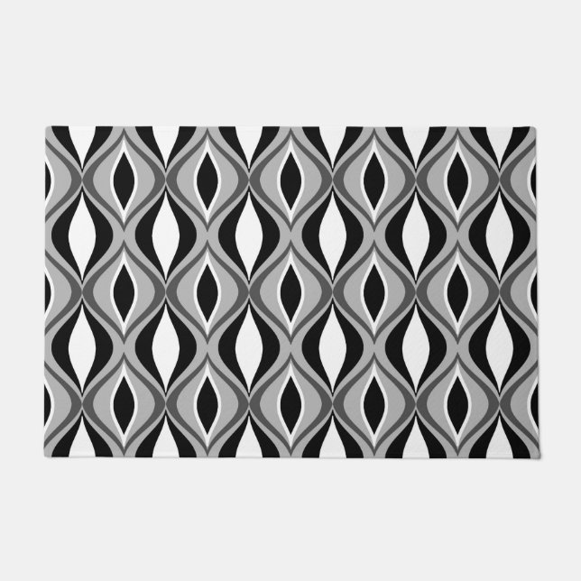 Mid-Century Modern Diamonds, Black, White and Gray Doormat (Front)