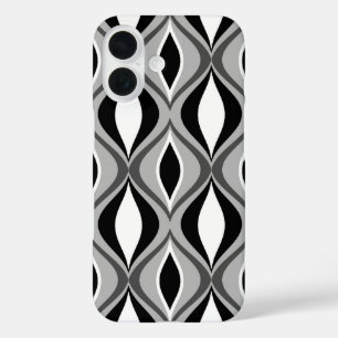 Mid-Century Modern Diamonds, Black, White and Grey iPhone 16 Case