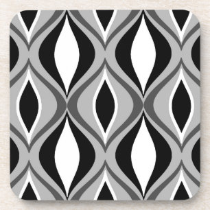 Mid-Century Modern Diamonds, Black, White and Grey Coaster