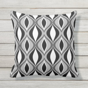 Mid-Century Modern Diamonds, Black, White and Grey Cushion