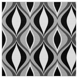 Mid-Century Modern Diamonds, Black, White and Grey Fabric