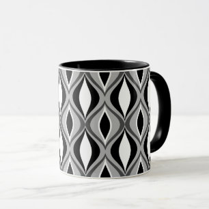 Mid-Century Modern Diamonds, Black, White and Grey Mug