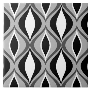 Mid-Century Modern Diamonds, Black, White and Grey Tile