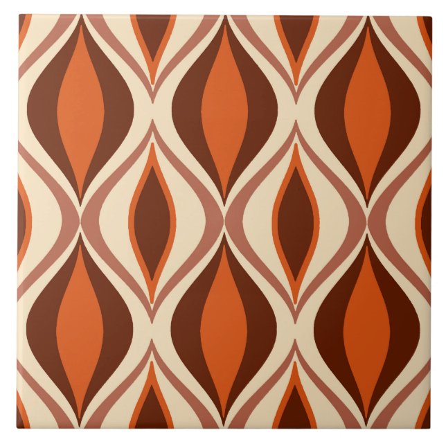 Mid-Century Modern Diamonds, Brown, Beige & Rust Ceramic Tile (Front)