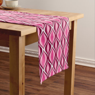 Mid-Century Modern Diamonds, Burgundy & Pink Short Table Runner
