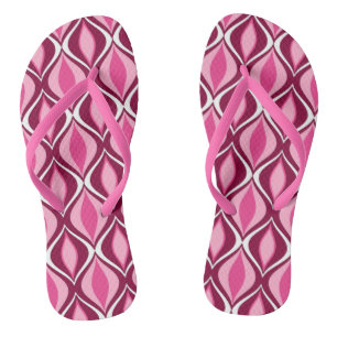 Mid-Century Modern Diamonds, Burgundy & Pink Thongs