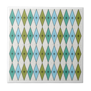 Mid Century Modern Diamonds Ceramic Tile