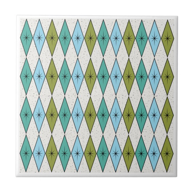 Mid Century Modern Diamonds  Ceramic Tile (Front)