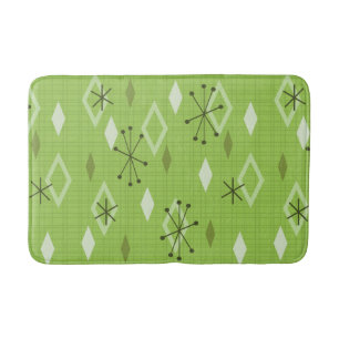 Mid Century Modern Diamonds Chartreuse Bath Mat