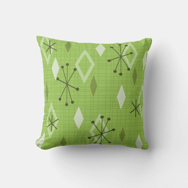 Mid Century Modern Diamonds Chartreuse Cushion (Front)