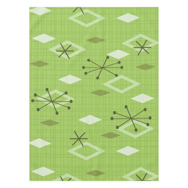 Mid Century Modern Diamonds Chartreuse Tablecloth (Front)