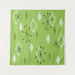 Mid Century Modern Diamonds Chartreuse Tapestry