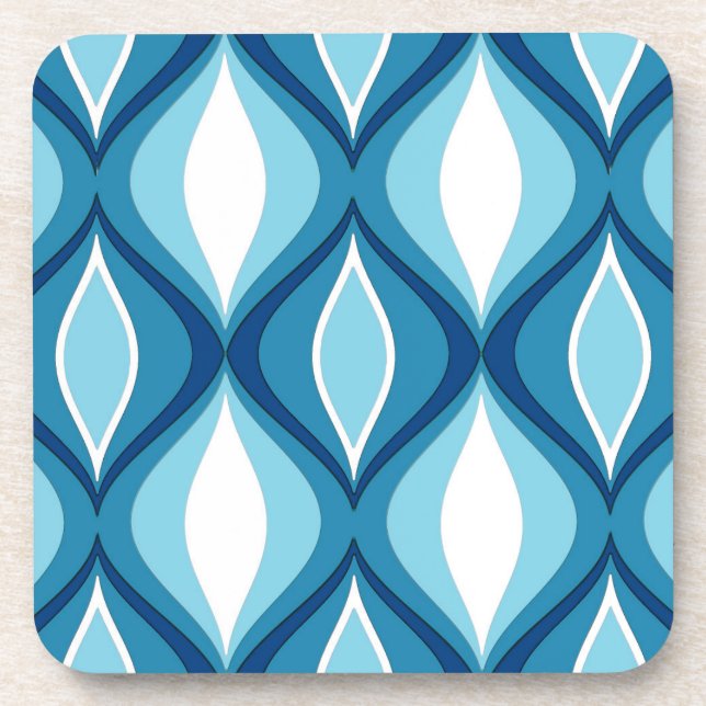Mid-Century Modern Diamonds, Denim Blues Coaster (Front)