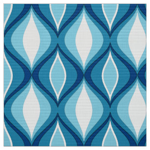 Mid-Century Modern Diamonds, Denim Blues Fabric