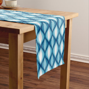 Mid-Century Modern Diamonds, Denim Blues Short Table Runner