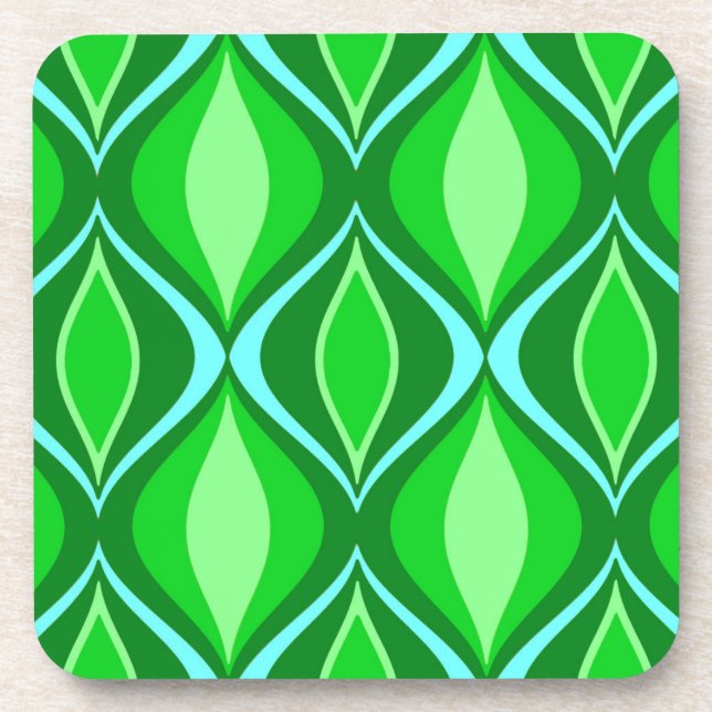 Mid-Century Modern Diamonds, Emerald Green Coaster (Front)