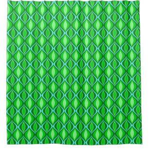 Mid-Century Modern Diamonds, Emerald Green Shower Curtain
