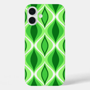 Mid-Century Modern Diamonds, Emerald & Lime Green iPhone 16 Plus Case