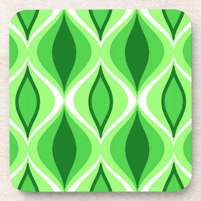 Mid-Century Modern Diamonds, Emerald & Lime Green Coaster (Front)