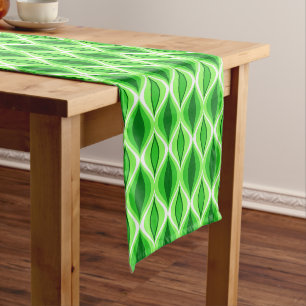 Mid-Century Modern Diamonds, Emerald & Lime Green Short Table Runner
