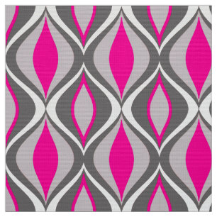 Mid-Century Modern Diamonds, Fuchsia and Grey Fabric