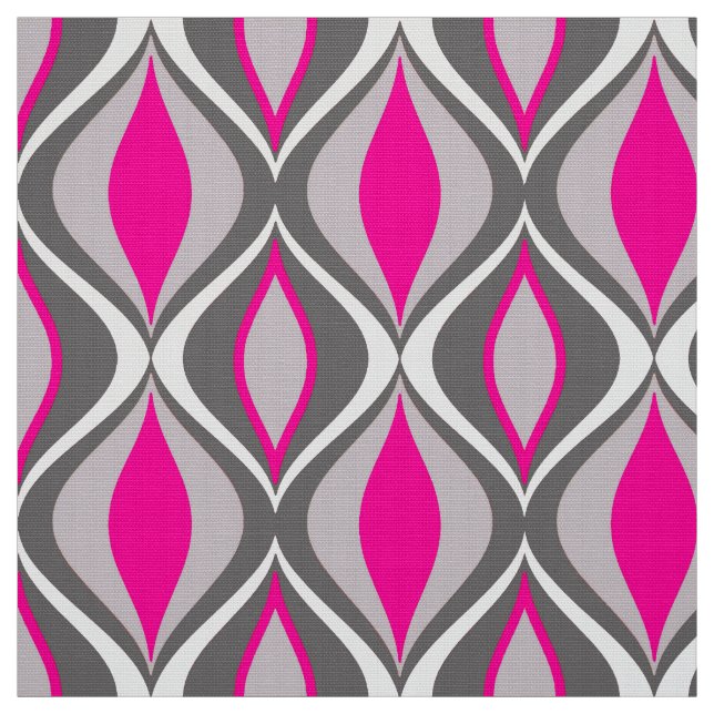 Mid-Century Modern Diamonds, Fuchsia and Grey Fabric (Swatch)