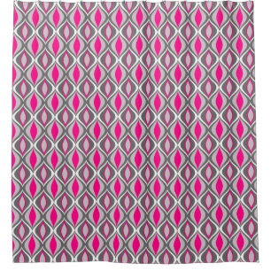 Mid-Century Modern Diamonds, Fuchsia and Grey Shower Curtain
