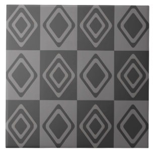Mid Century Modern Diamonds Grey Ceramic Tile