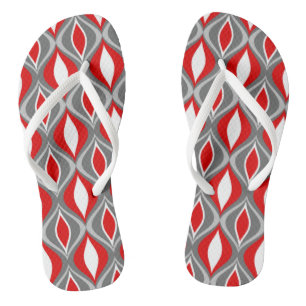 Mid-Century Modern Diamonds, Grey / Grey & Red Thongs