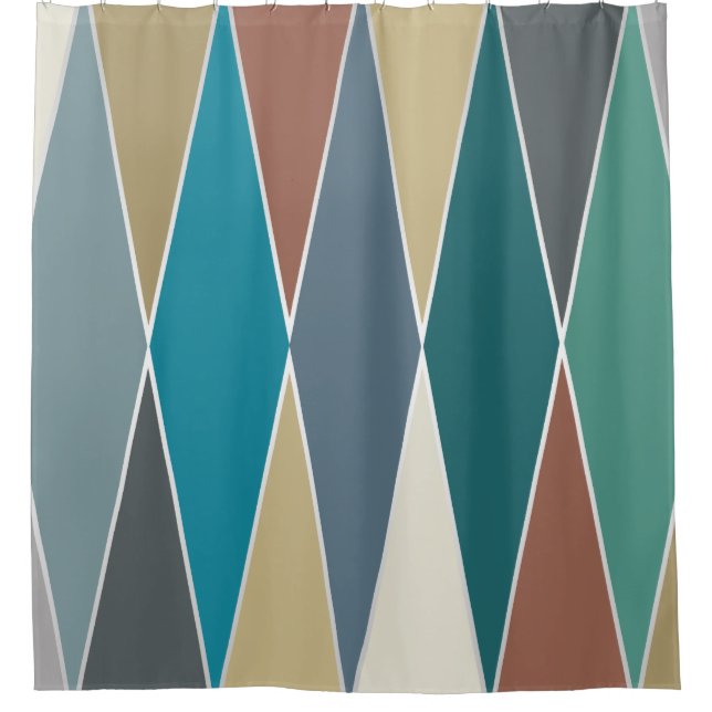 Mid Century Modern Diamonds (Large) Shower Curtain (Front)