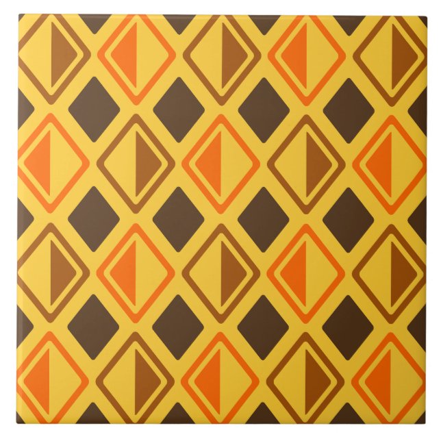 Mid Century Modern Diamonds Multicolored Ceramic Tile (Front)