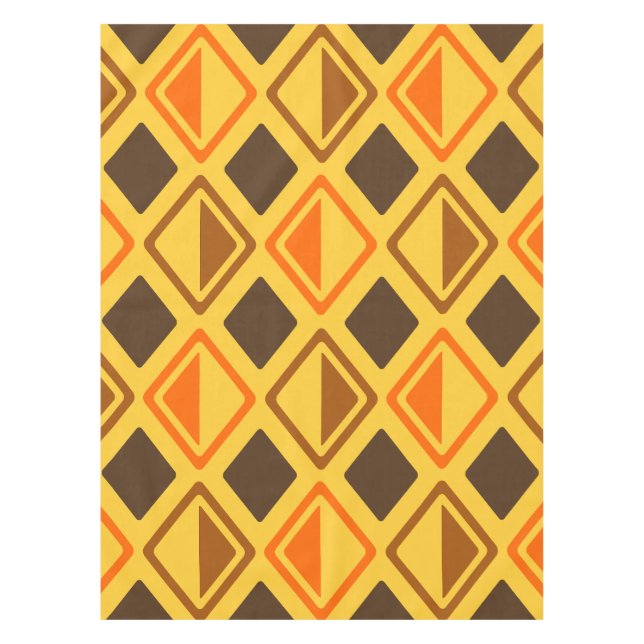 Mid Century Modern Diamonds Multicolored Tablecloth (Front)
