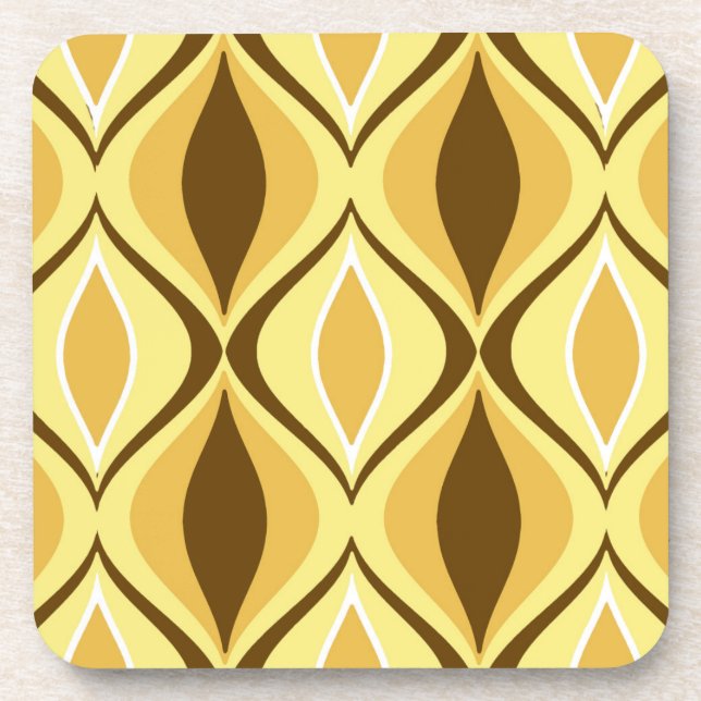 Mid-Century Modern Diamonds, Mustard Gold Coaster (Front)