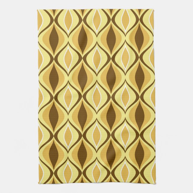 Mid-Century Modern Diamonds, Mustard Gold Tea Towel (Vertical)