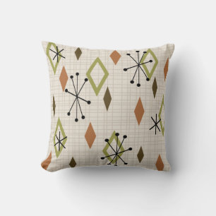 Mid Century Modern Diamonds Nature Earth Tones Cushion