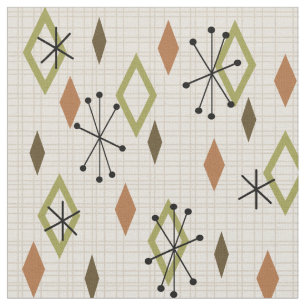 Mid Century Modern Diamonds Nature Earth Tones Fabric