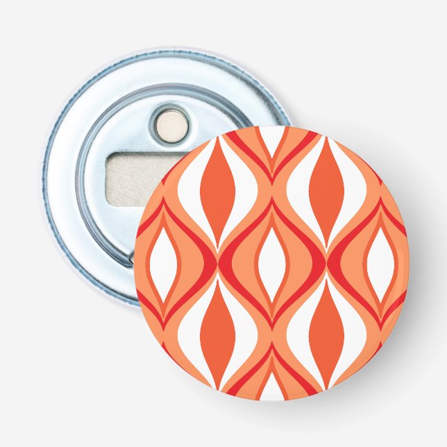 Mid-Century Modern Diamonds, Orange & White Bottle Opener (Front)