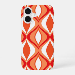 Mid-Century Modern Diamonds, Orange & White iPhone 16 Case