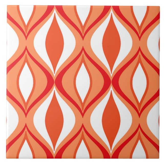 Mid-Century Modern Diamonds, Orange & White Tile (Front)