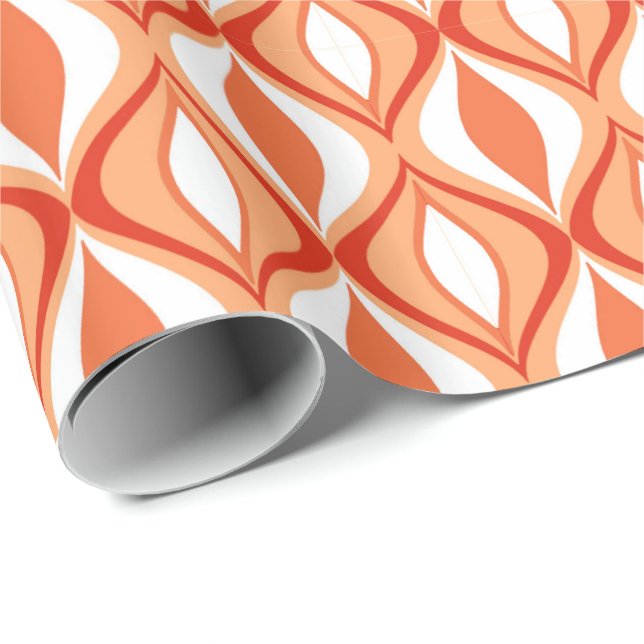 Mid-Century Modern Diamonds, Orange & White Wrapping Paper (Roll Corner)