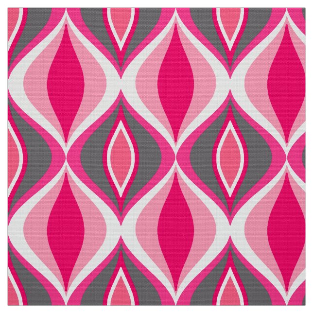 Mid-Century Modern Diamonds, Pink, Fuchsia & Grey Fabric (Swatch)