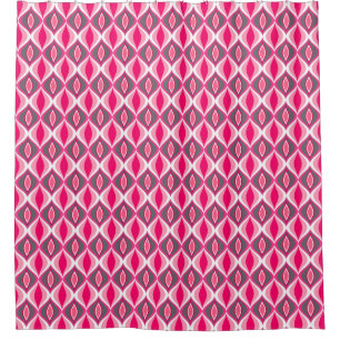 Mid-Century Modern Diamonds, Pink, Fuchsia & Grey Shower Curtain