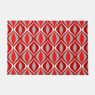 Mid-Century Modern Diamonds, Red & Grey / Grey Doormat