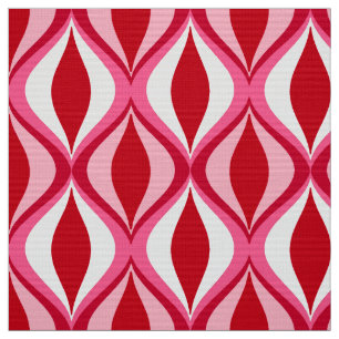 Mid-Century Modern Diamonds, Red, Pink and White Fabric
