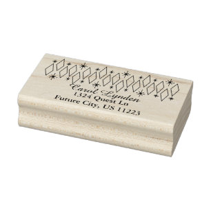 Mid Century Modern Diamonds Starbursts Address Rubber Stamp