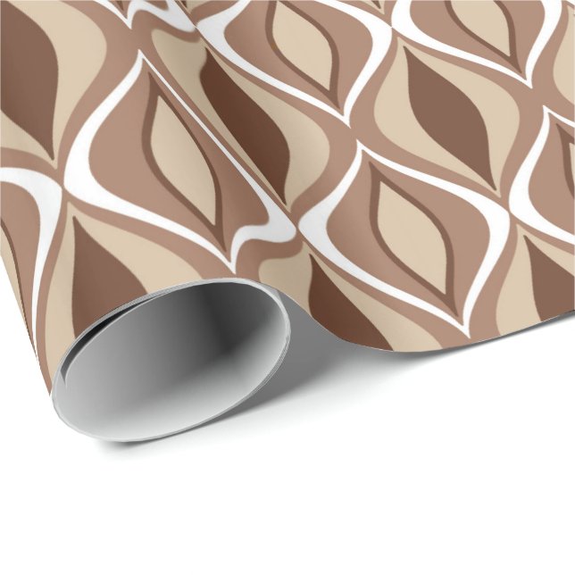 Mid-Century Modern Diamonds, Taupe and Brown Wrapping Paper (Roll Corner)