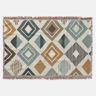 Mid-Century Modern Diamonds Throw Blanket