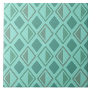 Mid Century Modern Diamonds Turquoise Ceramic Tile